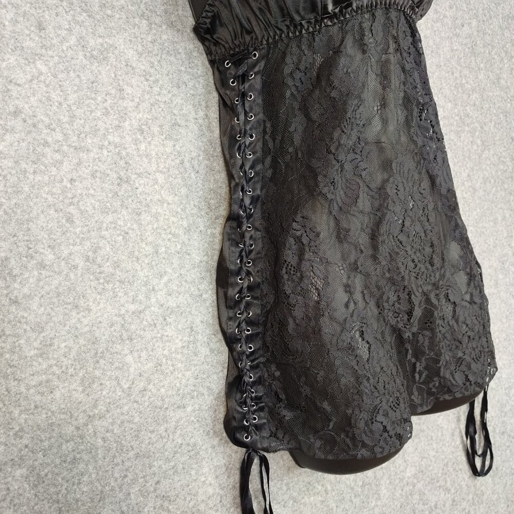 Victoria’s Secret Lingerie Slip Chemise Womens Sz M Black Grunge Goth Babydoll - Picture 4 of 13